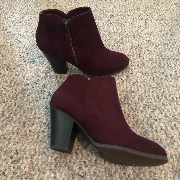 Women’s Charlotte Russe Maroon 4in Heeled Mini Ankle Boots Size 8 - Picture 1 of 11